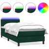 vidaXL Box spring postelja z vzmetnico LED Temno zelena 100x220 cm Žamet