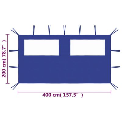 vidaXL Stranica za paviljon z okni 4x2 m modra
