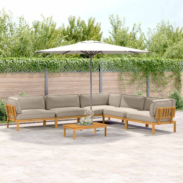 vidaXL Kavčna garnitura z blazino 6 pcs Taupe Masiven les akacije