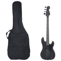 vidaXL Električna bas kitara za začetnike s torbo črna 4/4 46"