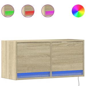 vidaXL Stenska TV omarica z LED lučkami sonoma hrast 80x31x38 cm