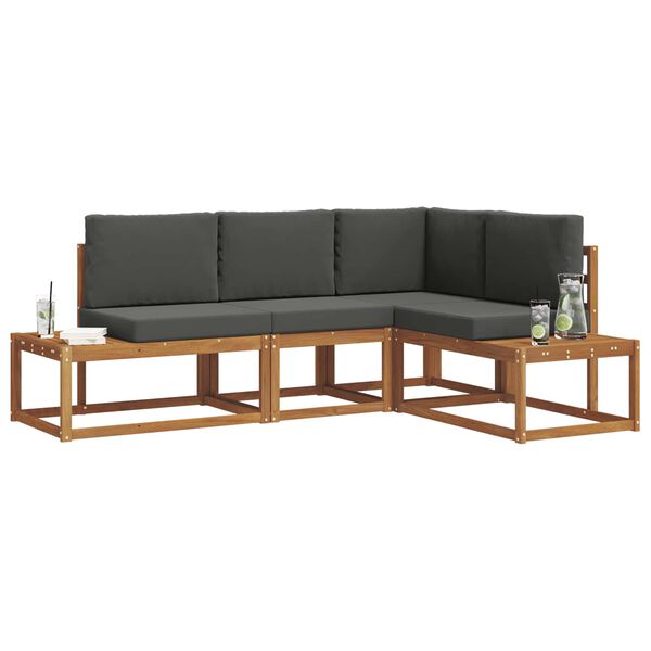 vidaXL Zunanja garnitura za sedenje 4 Kos Naravna in antracitna