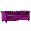 vidaXL Kavč trosed Chesterfield žametna obloga 199x75x72 cm vijoličen