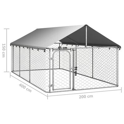 vidaXL Zunanji pasji boks s streho 400x200x150 cm