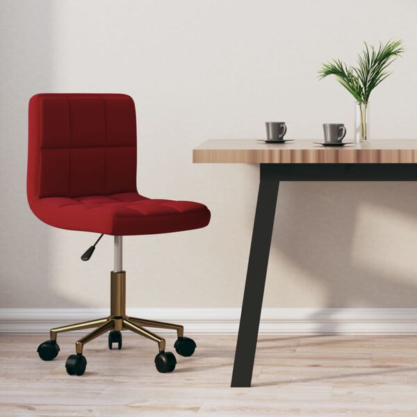 vidaXL Vrtljiv jedilni stol vinsko rdeč žamet