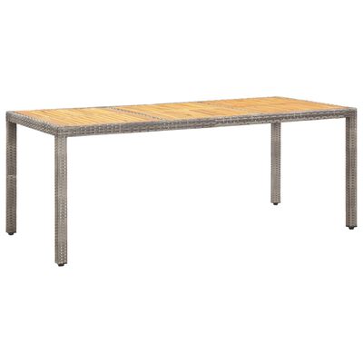 vidaXL Vrtna miza siva 190x90x75 cm poli ratan in akacijev les