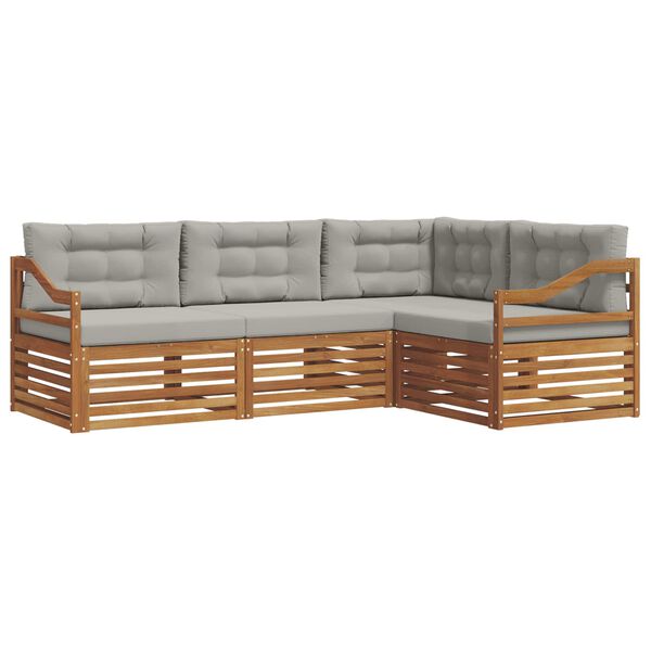 vidaXL Zunanja garnitura za sedenje 4 pcs Naravna in svetlo siva