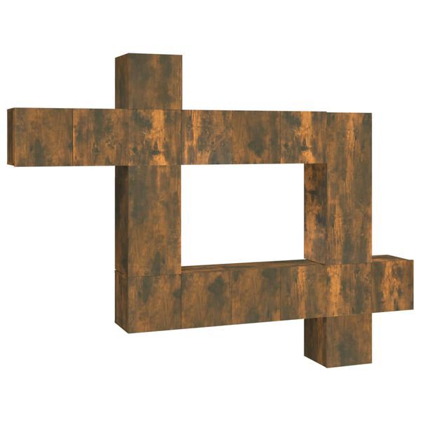 vidaXL Komplet TV omaric 10-delni dimljen hrast konstruiran les