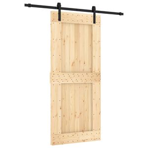 vidaXL Drsna vrata Naravna in črna 90 x 210 cm Masiven borov les