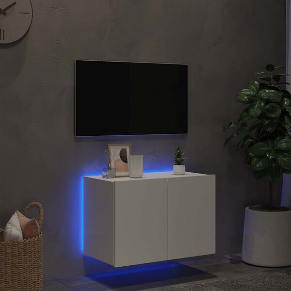 vidaXL Stenska TV omarica z LED lučkami bela 60x35x41 cm