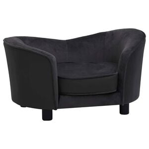 vidaXL Pasji kavč črn 69x49x40 cm iz pli&scaron;a in umetnega usnja