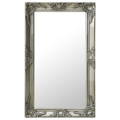 vidaXL Stensko ogledalo v baročnem stilu 50x80 cm srebrno