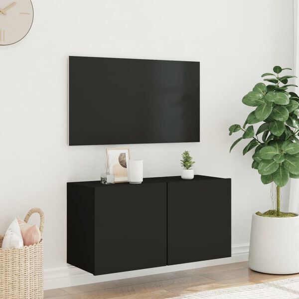 vidaXL Stenska TV omarica črna 80x30x41 cm