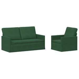 vidaXL Kavčna garnitura 2 pcs Jungle Zelena Žametna tkanina