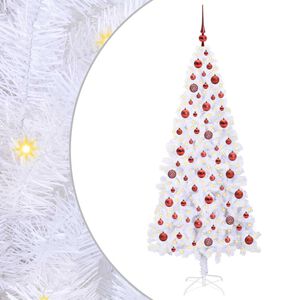 vidaXL Umestno božično drevo med 300 LED Bela 180 cm PVC in jeklo