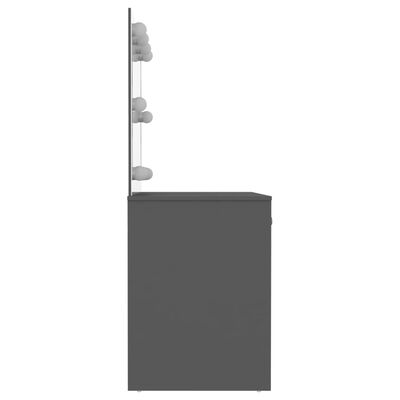 vidaXL Toaletna mizica z LED lučkami 110x55x145 cm MDF siva