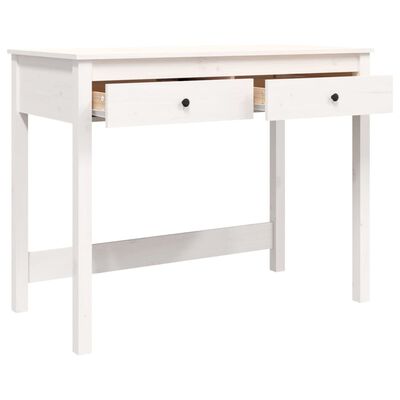 vidaXL Pisalna miza s predali bela 100x50x78 cm trdna borovina