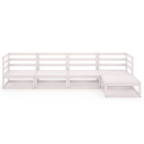 vidaXL Vrtna sedežna garnitura 5-delna bela trdna borovina