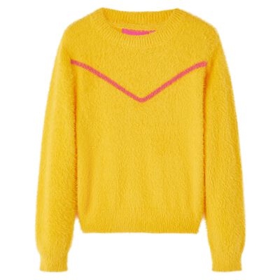 Otroški pulover pleten temno oker 92