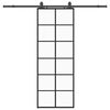 vidaXL Drsna vrata z opremo črna 76x205 cm ESG steklo