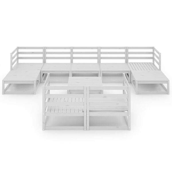 vidaXL Vrtna sedežna garnitura 10-delna bela trdna borovina