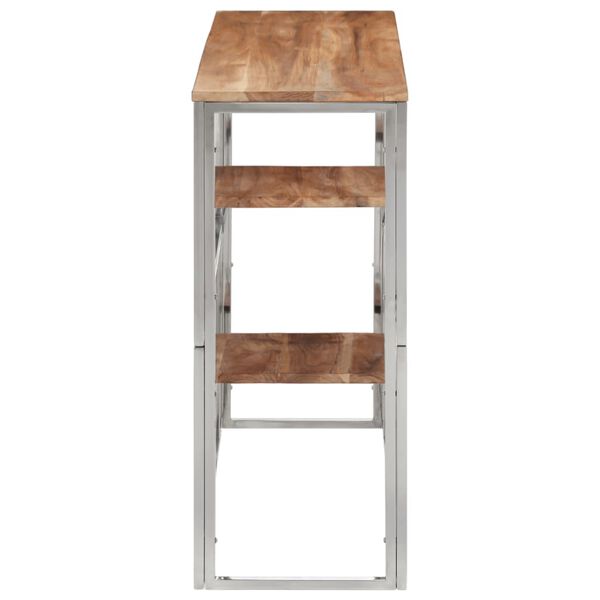 vidaXL Konzolna mizica nerjaveče jeklo in trden akacijev les