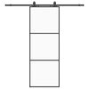 vidaXL Drsna vrata z opremo črna 76x205 cm ESG steklo