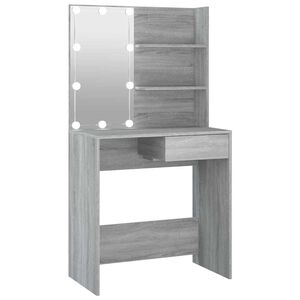 vidaXL Toaletna mizica z LED lučkami siva sonoma 74,5x40x141 cm