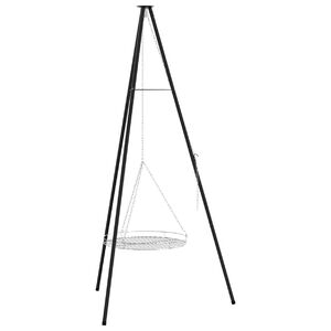 vidaXL Tripod za taborni ogenj 2 kos Črna Jeklo