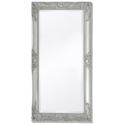 vidaXL Stensko ogledalo baročno 100x50 cm srebrno