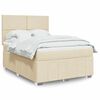 vidaXL Box spring postelja z vzmetnico krem 140x190 cm blago