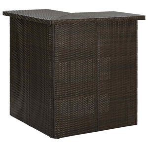 vidaXL Kotna barska miza rjava 100x50x105 cm poli ratan