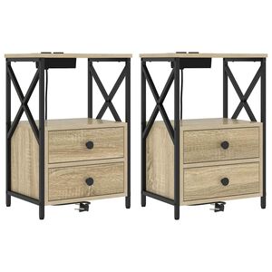 vidaXL Nočna omarica 2 kos Sonoma hrast 40 x 31 x 60 cm Inženirski les