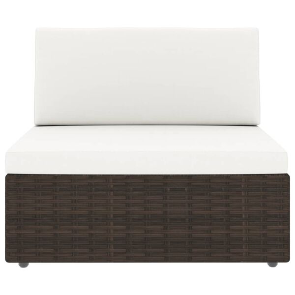 vidaXL Vrtna sedežna garnitura 7-delna z blazinami rjav poli ratan