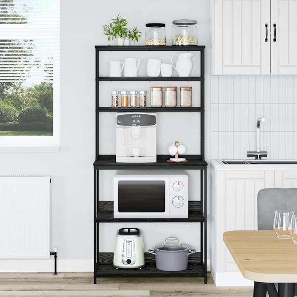 vidaXL Kuhinjska polica Črna Orehovina 80 x 40 x 168 cm