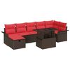 vidaXL Vrtna sedežna garnitura z blazino 8 pcs Rjava Poly ratan