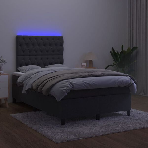 vidaXL Box spring postelja z vzmetnico LED črna 120x190 cm žamet