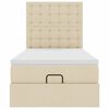 vidaXL Otomanski posteljni okvir z vzmetnico krem 90x190 cm blago
