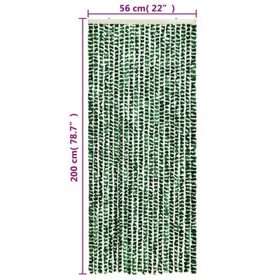vidaXL Zavesa proti mrčesu zelena in bela 56x200 cm šenilja