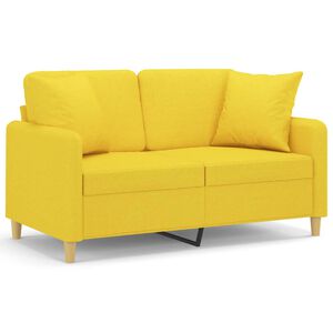 vidaXL Kavč dvosed z blazinami svetlo rumen 120 cm blago