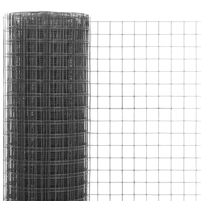 vidaXL Žična mreža za ograjo jeklo s PVC oblogo 25x0,5 m siva