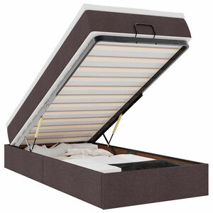 vidaXL Otomanski posteljni okvir z vzmetnico rjav 90x200 cm blago