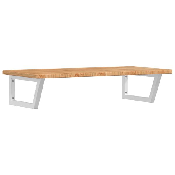 vidaXL Stenska polica za umivalnik jeklo in trdna hrastovina