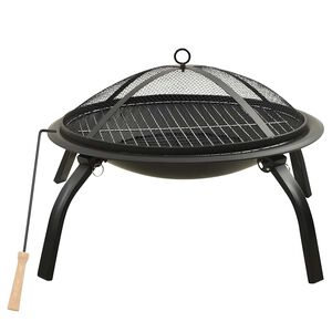 vidaXL Ognji&scaron;če in žar 2 v 1 z grebljico 56x56x49 cm jeklo