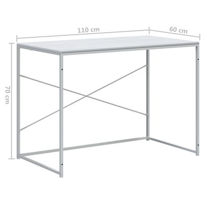 vidaXL Računalniška miza bela 110x60x70 cm iverna plošča