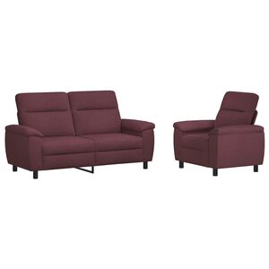 vidaXL Kavčna garnitura 2 pcs Vijolična Blago