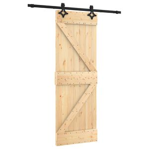 vidaXL Drsna vrata Naravna in črna 70 x 210 cm Masiven borov les
