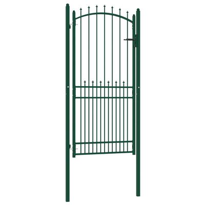 vidaXL Vrata za ograjo s konicami jeklo 100x200 cm zelena