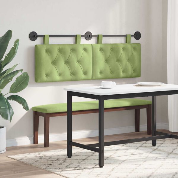 vidaXL Visoki naslon za glavo Svetlo zelena 150 x 55 x 7 cm Žamet