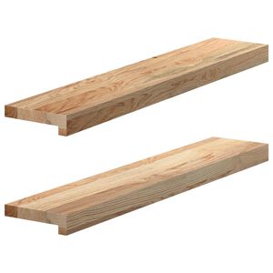 vidaXL Okenske police 2 kosa neobdelana 80x15x2 cm trdna hrastovina